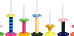 Hem Pesa candlestick High 23 cm, Sky blue-night blue stripe Multi Hot