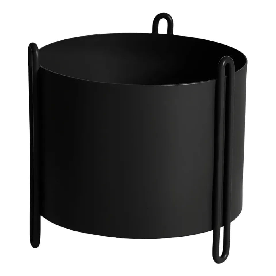 Woud Pidestall flower pot small Ø15 cm, Black Outlet