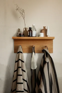 Ferm Living Place Rack hooks and shelf oak, Small Brown Discount