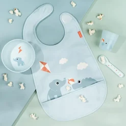 Done by deer Playground bib with velcro, Blue Hot