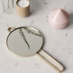 Ferm Living Poise hand mirror, brass Gold-colouredSilver-coloured