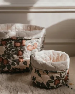 Garbo&Friends Pomme satin quilted basket 2 pieces, 20xØ20 cm + 30xØ30 cm Beige Online