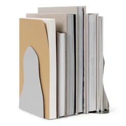 Ferm Living Pond bookends set of 2, Mirror polish Silver-coloured New