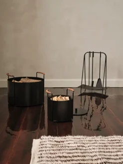 Ferm Living Port wood basket, Black Best