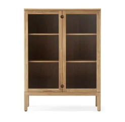 Stolab Prio cabinet high, Oak natural oil. glass door Beige Online