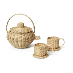 Ferm Living Rattan tea set 3 pieces, Natural Beige Online