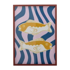 Bloomingville Remy illustration with frame 50x70 cm, Rose PinkBlue Clearance