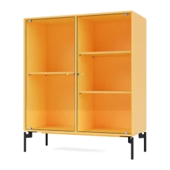Montana Ripple II display cabinet 69.6x82.2x30 cm, Acacia-legs black Yellow
