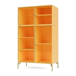 Montana Ripple III display cabinet 69.6x117.6x38 cm, Acacia-legs brass Yellow