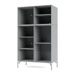 Montana Ripple III display cabinet 69.6x117.6x38 cm, Fjord-legs chrome Grey