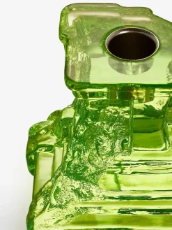 Kosta Boda Rocky Baroque candle sticks 95 mm, Kryptonite Green Hot