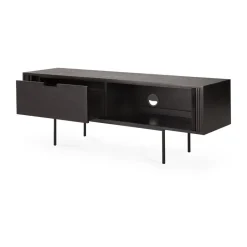 Ethnicraft Roller Max TV unit, Lacquered teak--2 doors Black Hot