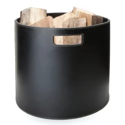 Ørskov firewood barrel, with white stitches Black