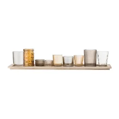 Bloomingville Sanga tray with candle holders 10 pieces, Brown Sale