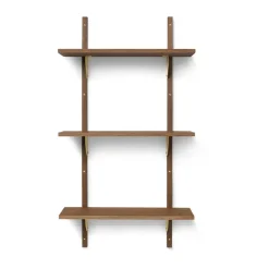 Ferm Living Sector shelf triple narrow, Smoked Oak, brass Brown Best