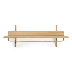 Ferm Living Sector shelf with hanging rail 37x87 cm, Oak-brass Brown Sale