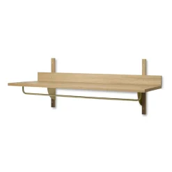 Ferm Living Sector shelf with hanging rail 37x87 cm, Oak-brass Brown Sale