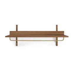 Ferm Living Sector shelf with hanging rail 37x87 cm, Smoked Oak, brass Brown Online