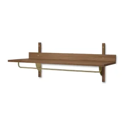 Ferm Living Sector shelf with hanging rail 37x87 cm, Smoked Oak, brass Brown Online