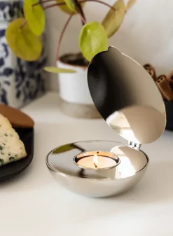 Design House Stockholm Shell votive, nickel Silver-coloured Clearance