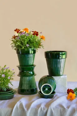 Bergs Potter Simona flower pot glazed Ø12 cm, Green New