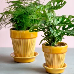 Bergs Potter Simona flower pot glazed Ø14 cm, Yellow Clearance