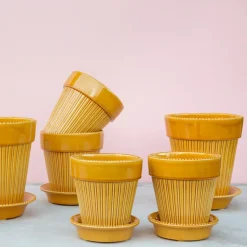 Bergs Potter Simona flower pot glazed Ø14 cm, Yellow Clearance