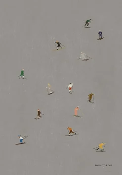 Fine Little Day Skiers poster 50x70 cm, Grey New
