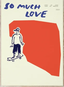 Paper Collective So Much Love Skateboard poster, 30x40 cm BlueBeigeRed