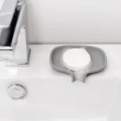 Bosign Soap Saver Flow soap dish with drainage spout small, Grey Hot