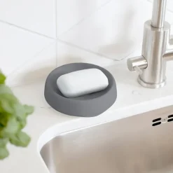 Bosign Soap tray with concealed drain spout in silicone - medium, Graphite Grey Sale