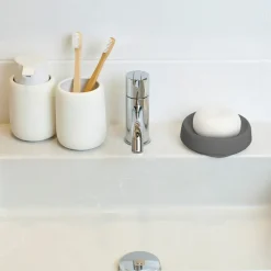 Bosign Soap tray with concealed drain spout in silicone - medium, Graphite Grey Sale