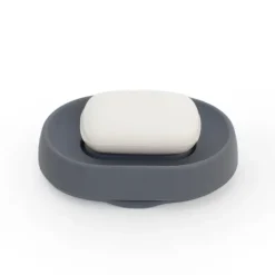 Bosign Soap tray with concealed drain spout in silicone - large, Graphite Grey Hot