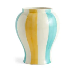 HAY Sobremesa stripe vase L 25 cm, Green-yellow GreenYellow Sale