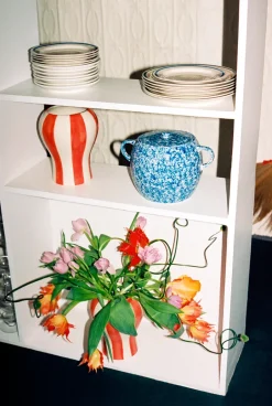 HAY Sobremesa stripe vase S 22 cm, Red Clearance