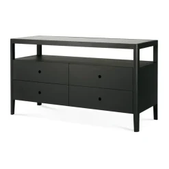 Ethnicraft Spindle dresser, lacquered oak, 4 drawers Black New