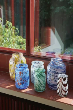 HAY Splash Roll Neck vase XS 19 cm, Coffee and white Multi