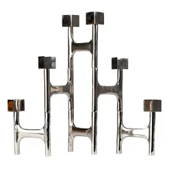POLSPOTTEN Square Folding candlestick 55x40 cm, Silver Silver-coloured Clearance