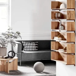 Kristina Dam Studio Stack wall shelf, Oak, consoles in dark oiled walnut Beige Clearance