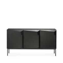 Ethnicraft Stairs sideboard 3 doors, stained oak 150x80x46 cm Black Sale