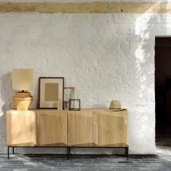 Ethnicraft Stairs sideboard 3 doors, stained oak 150x80x46 cm Black Sale