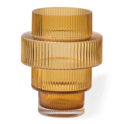 POLSPOTTEN Steps tealight holder 12 cm, Ochre BrownOrange Sale