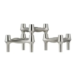 STOFF BMF candle holder 3-pack, Brushed chrome Silver-coloured New