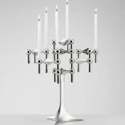 STOFF Nagel candle stand, Chrome Silver-coloured Clearance