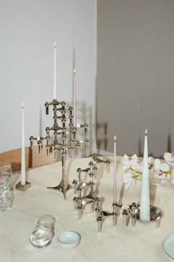 STOFF Nagel candle stand, Chrome Silver-coloured Clearance