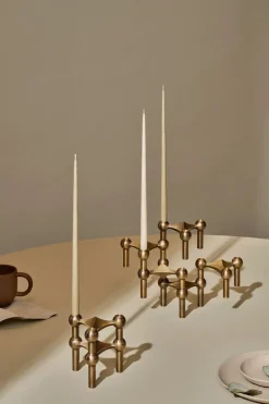 STOFF Nagel candle sticks 3-pack, Bronzed brass Brown Online
