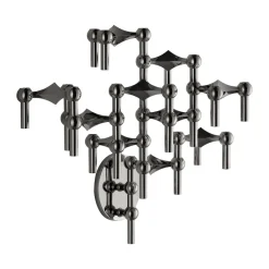 STOFF Nagel candle sticks wall, Black chrome Silver-coloured