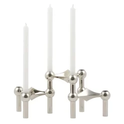 STOFF Nagel candle sticks 3-pack, chromium Silver-coloured Best