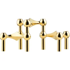 STOFF Nagel candle sticks 3-pack, brass Gold-coloured Hot