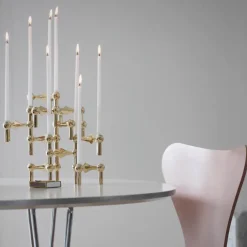 STOFF Nagel candle sticks 3-pack, brass Gold-coloured Hot